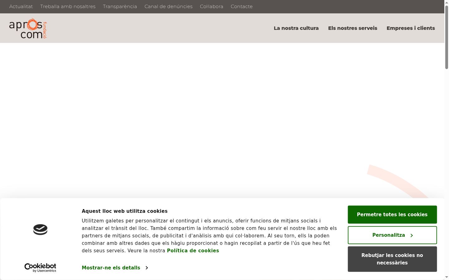 Screenshot del banner di consenso mostrato prima di qualsiasi interazione
