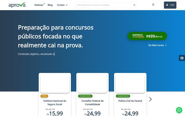 Screenshot of aprovaconcursos.com.br