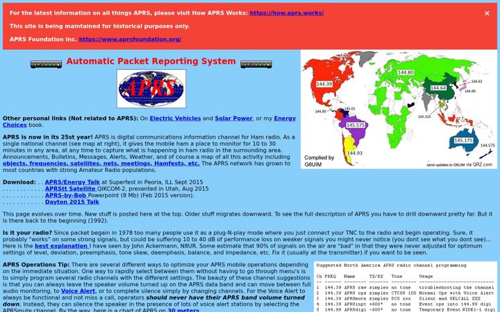 Screenshot of aprs.org