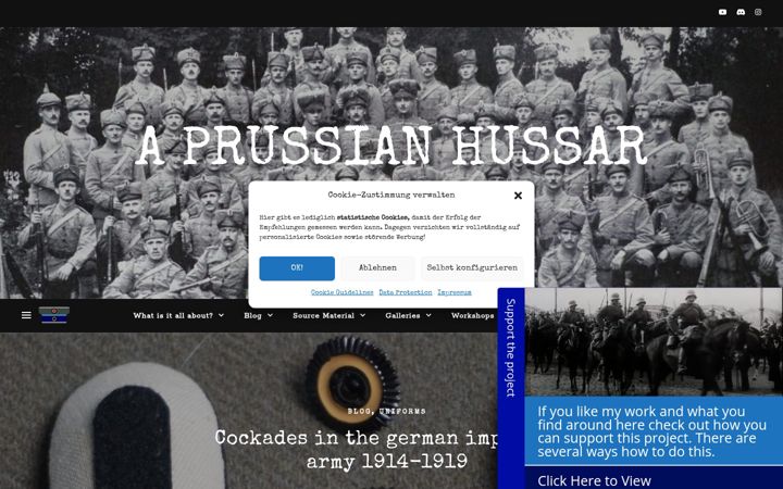 Skærmbillede af aprussianhussar.de