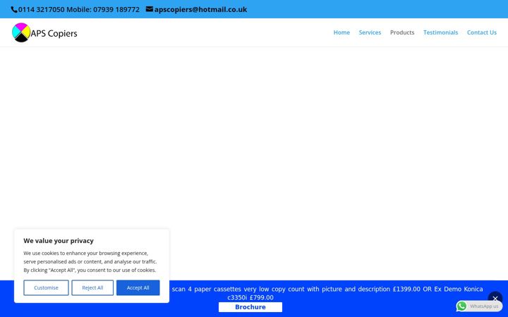 Screenshot of aps-copiers.co.uk