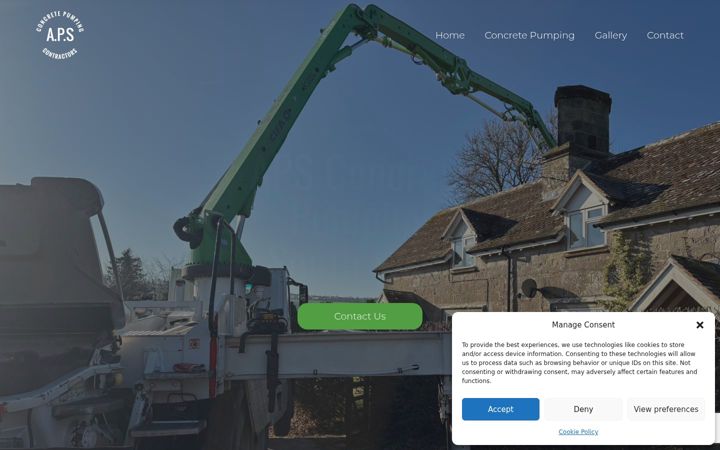 Skjámynd af apsconcretepumping.co.uk