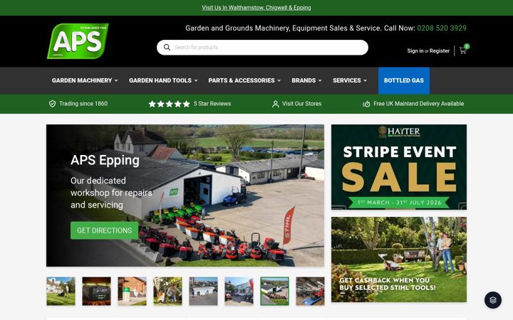 Skærmbillede af apsgardenmachinery.com