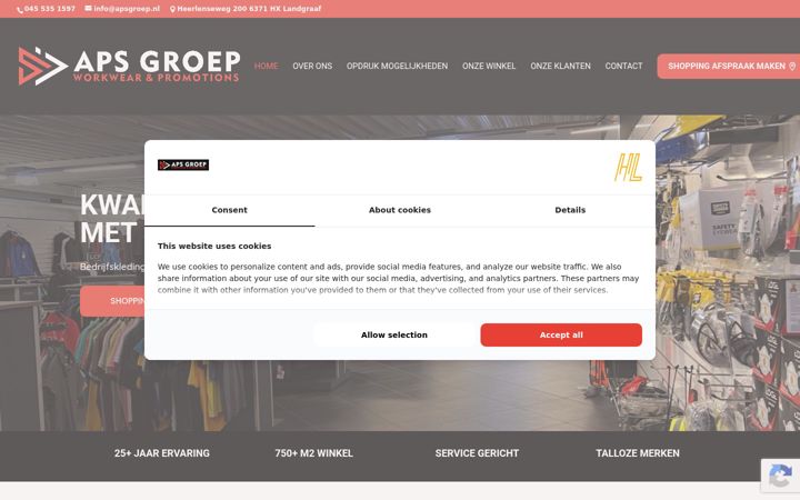 Screenshot von apsgroep-bedrijfskleding.nl