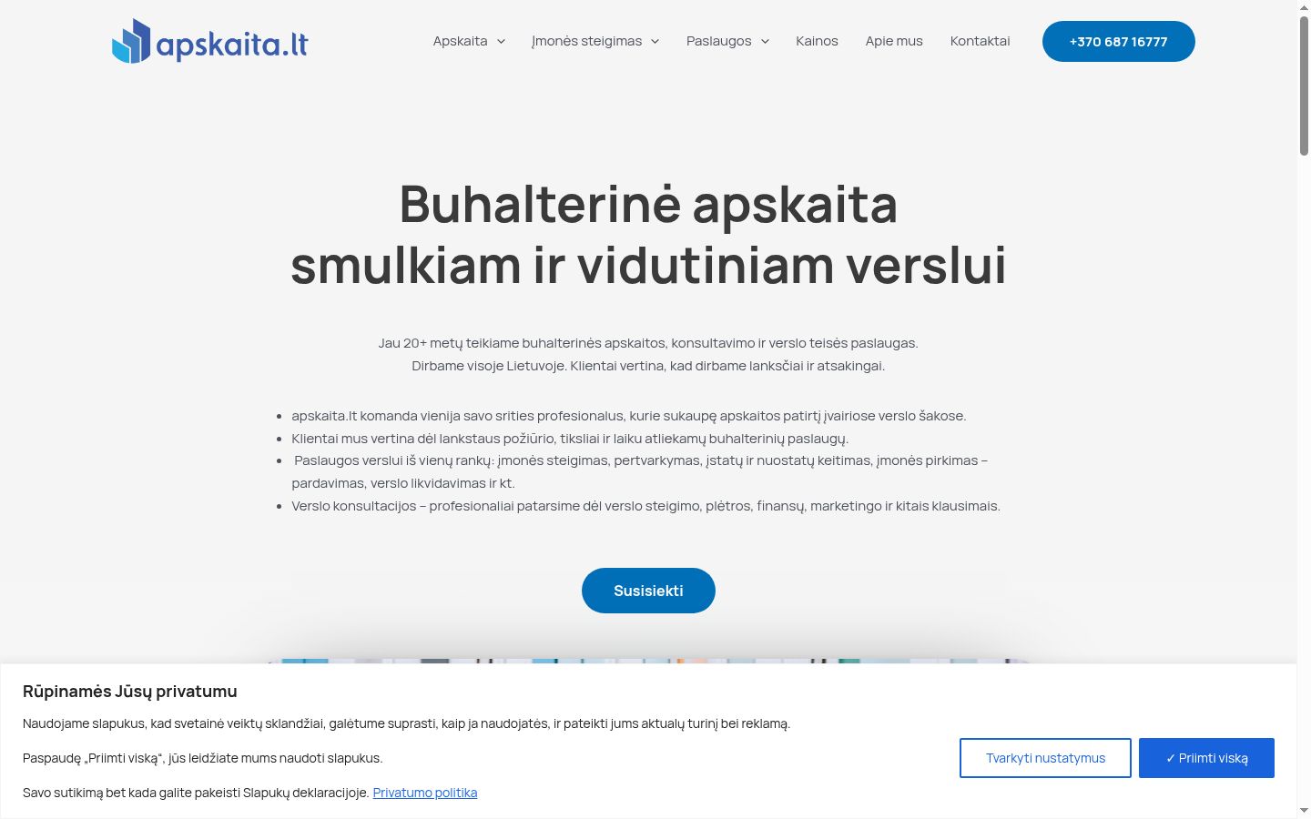 Skærmbillede af samtykkebanneret, som det blev vist før nogen interaktion