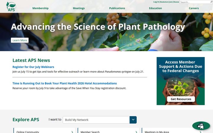 Screenshot von apsnet.org