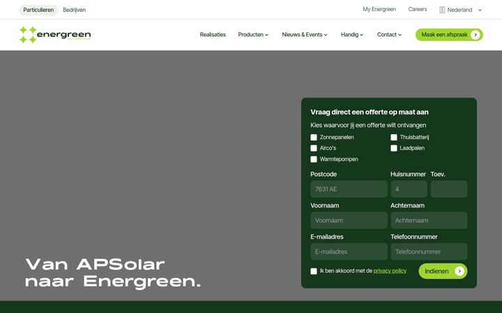 Screenshot of apsolar.nl