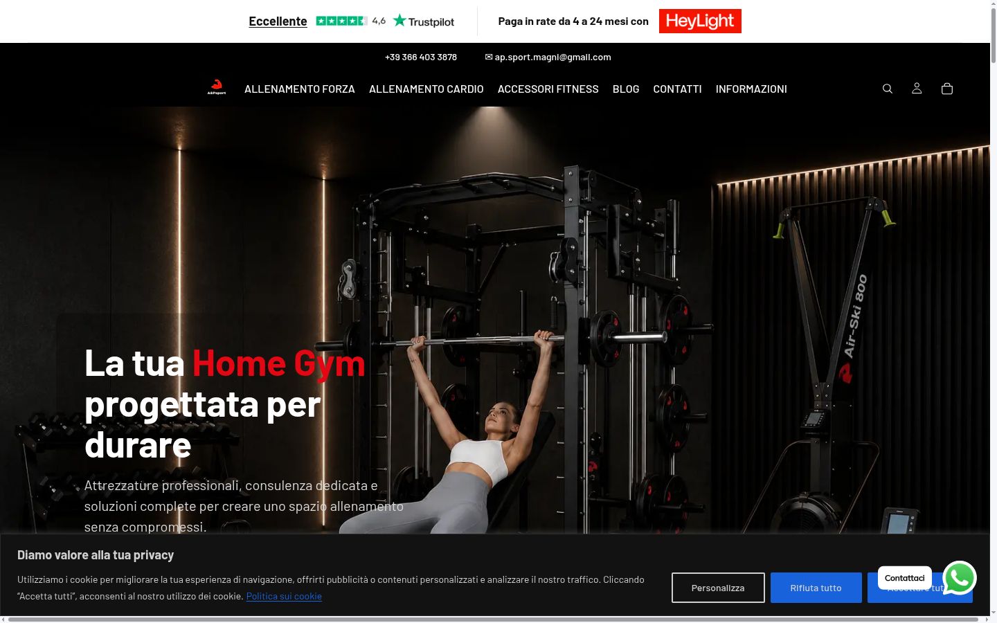 Screenshot del banner di consenso mostrato prima di qualsiasi interazione