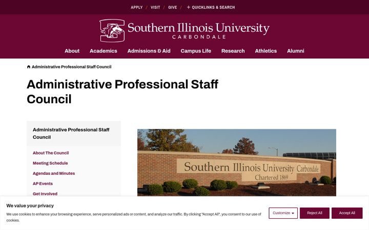Screenshot of apstaff.siu.edu