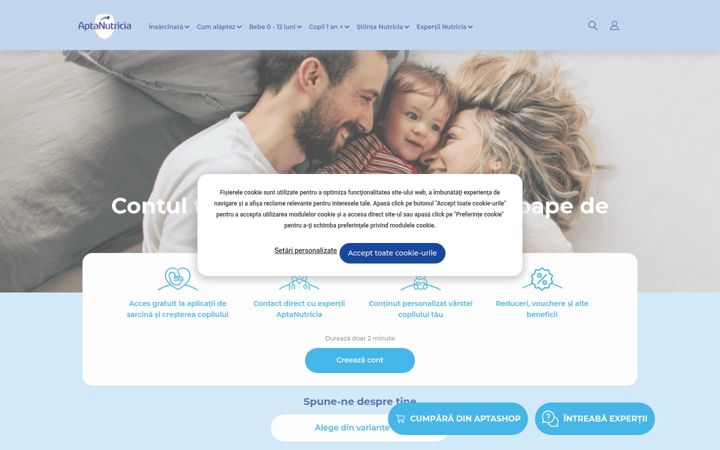 Screenshot of aptanutricia.ro