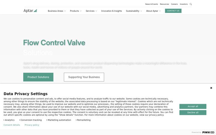 Screenshot ta' aptar.com