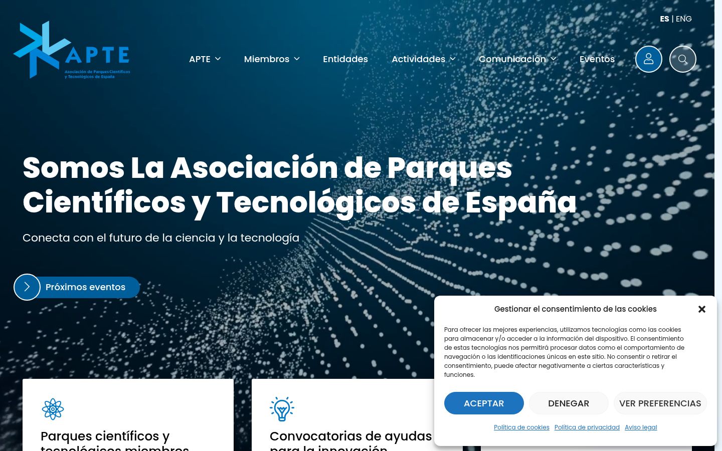 Captura de ecrã do banner de consentimento apresentado antes de qualquer interação