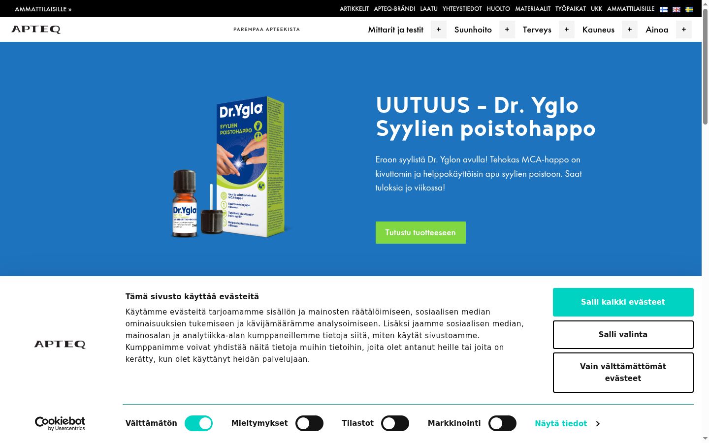 Sutikimo reklamjuostės, rodytos prieš bet kokią sąveiką, ekrano kopija