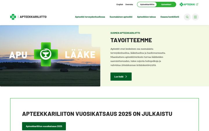 Screenshot of apteekkariliitto.fi