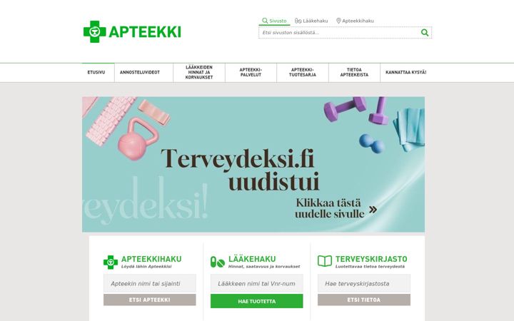 Screenshot of apteekki.fi