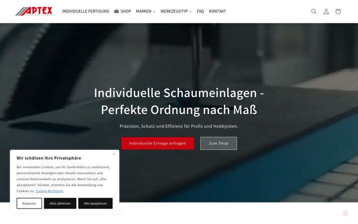 Screenshot of aptex-foamsolutions.de