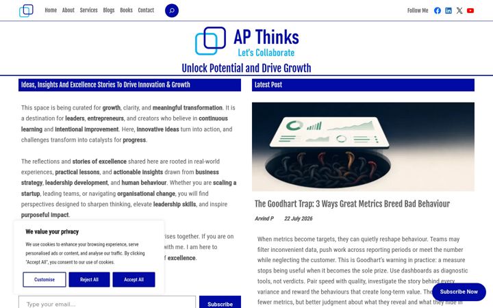 Screenshot of apthinks.com