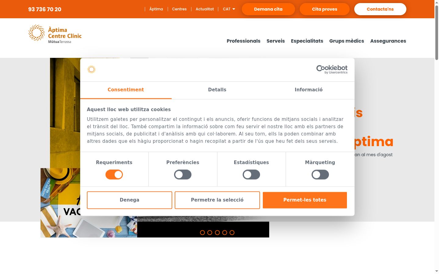 Screenshot of the consent banner shown before any interaction