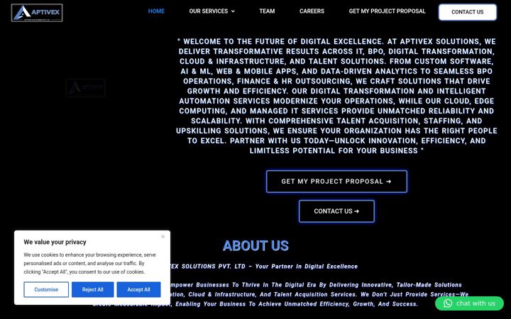 Screenshot of aptivexsolutions.com