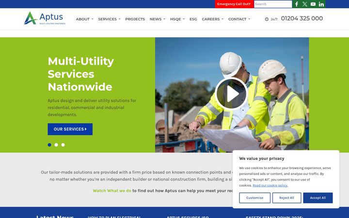 Screenshot von aptusutilities.co.uk