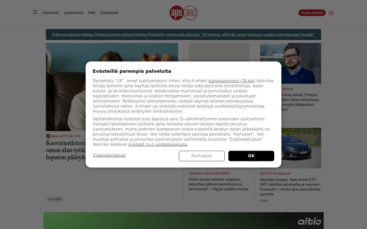 Screenshot of apu.fi