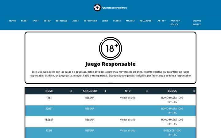 Captura de ecrã de apuestasextranjeras.com