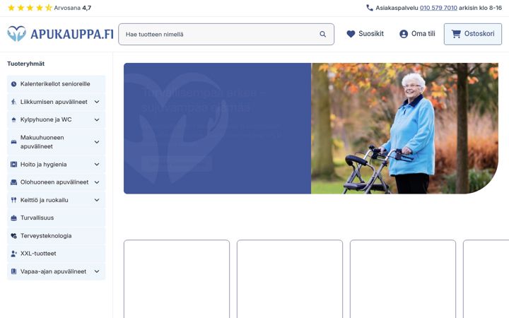 Screenshot of apukauppa.fi