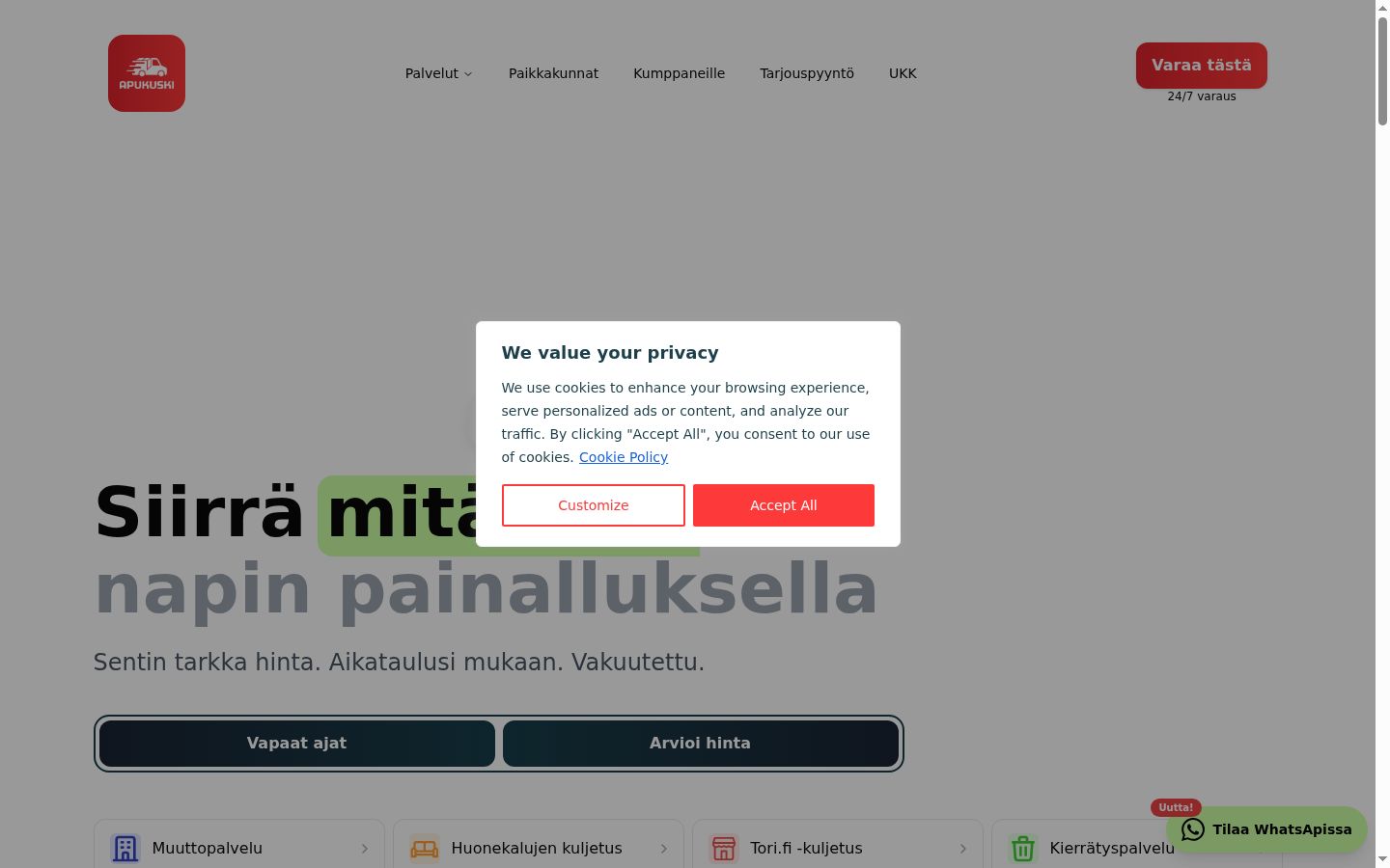 Sutikimo reklamjuostės, rodytos prieš bet kokią sąveiką, ekrano kopija