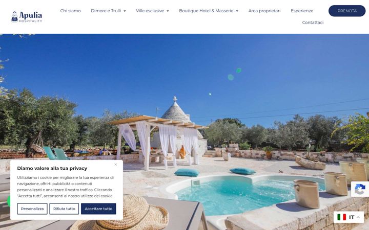Screenshot of apuliahospitality.com