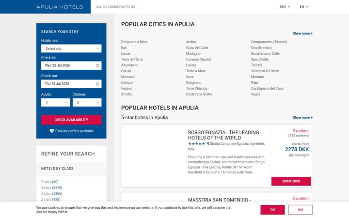 Screenshot of apuliahotelspage.com