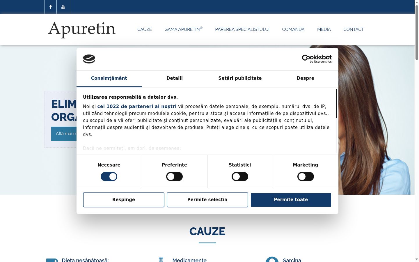 Snimka zaslona bannera za privolu prikazanog prije bilo kakve interakcije