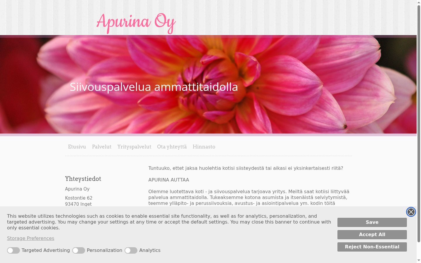 Screenshot of the consent banner shown before any interaction