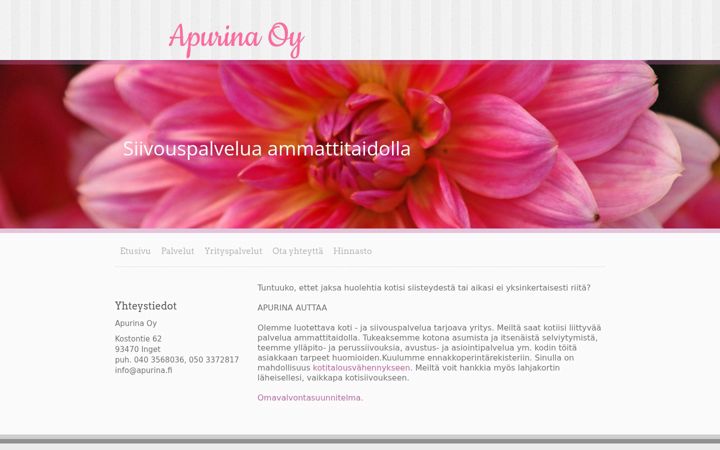 Screenshot of apurina.fi