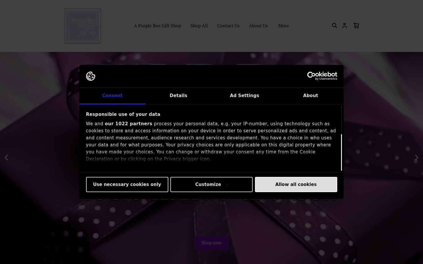 Screenshot van de toestemmingsbanner zoals getoond vóór enige interactie