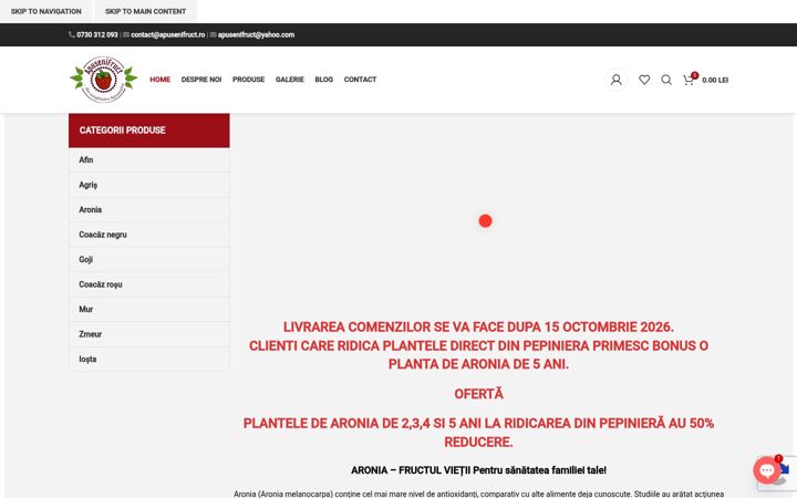 Screenshot stránky apusenifruct.ro
