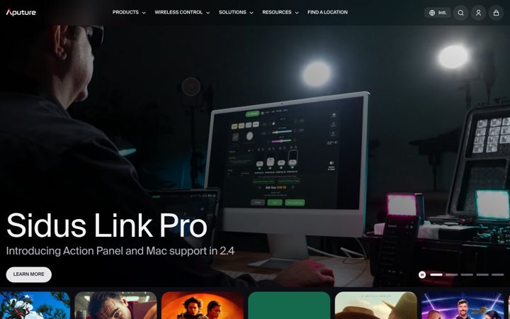 Screenshot of aputure.com
