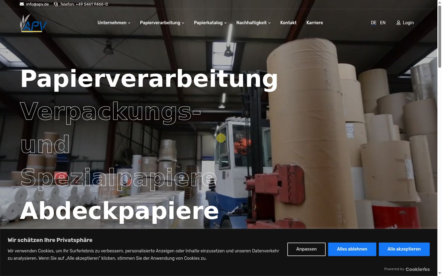 Screenshot des Einwilligungsbanners vor jeglicher Interaktion