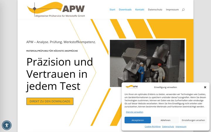 Snímek obrazovky apw-pruefservice.de