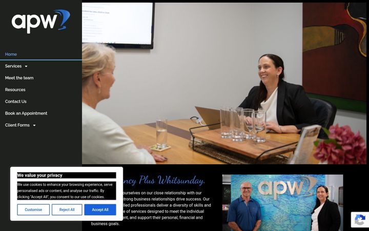 Captură de ecran a apws.com.au