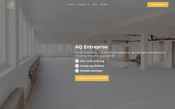Screenshot of aq-entreprise.dk