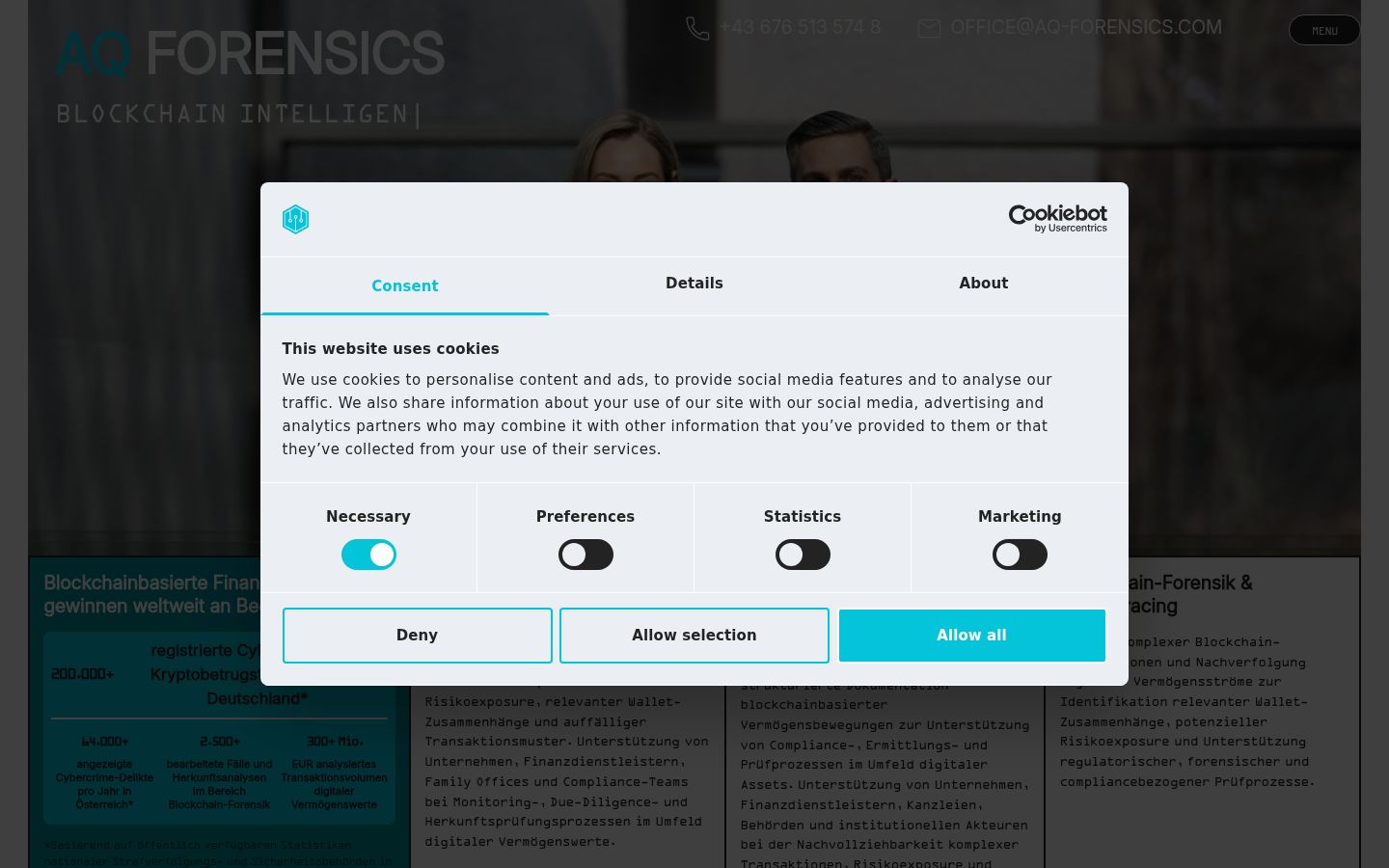 Capture d'écran de la bannière de consentement affichée avant toute interaction