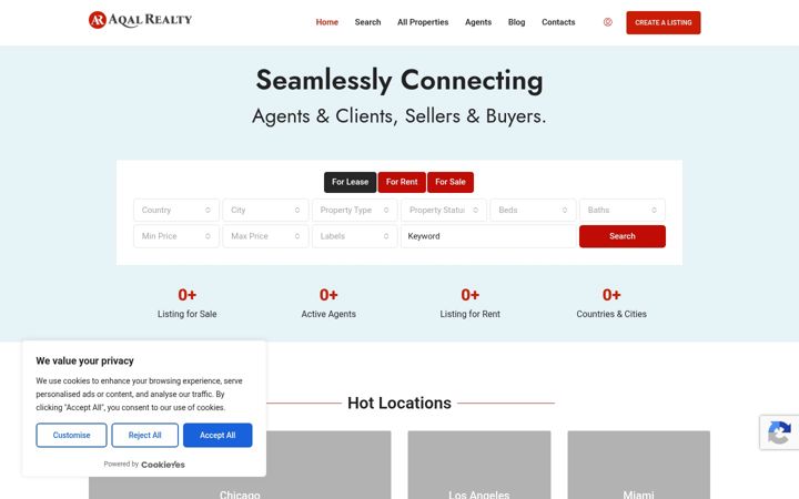 Screenshot of aqalrealty.com