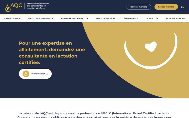 Posnetek zaslona aqclactation.ca
