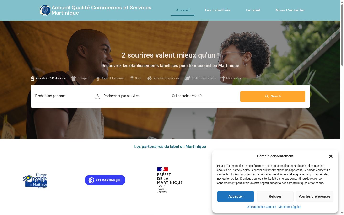 Screenshot of the consent banner shown before any interaction