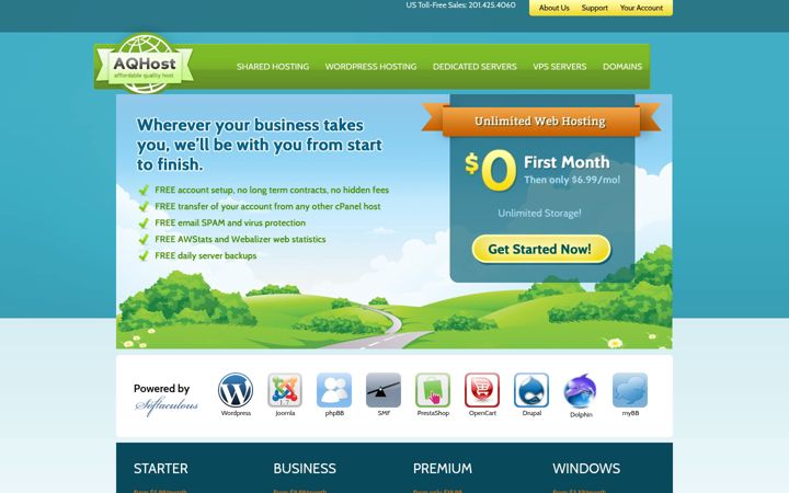 Screenshot of aqhost.com
