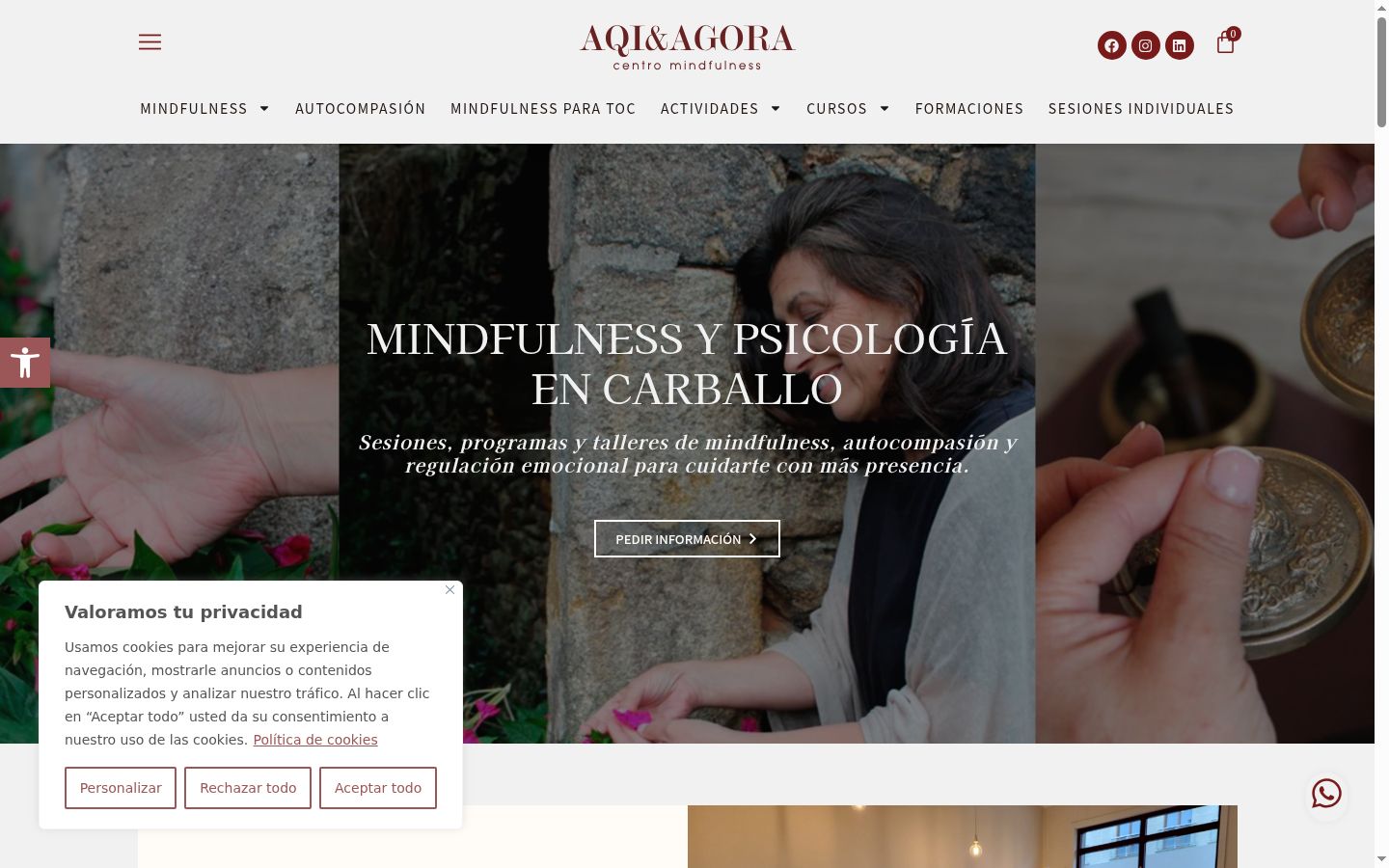 Screenshot del banner di consenso mostrato prima di qualsiasi interazione