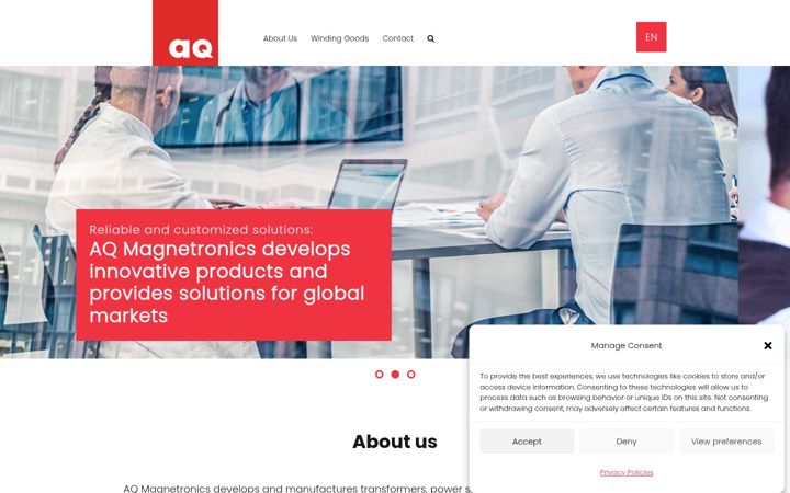 Screenshot of aqmagnetronics.com