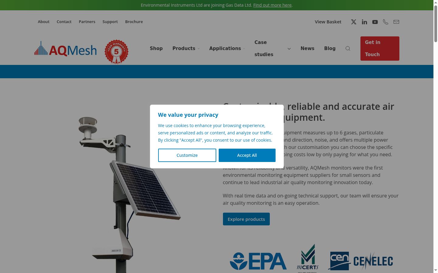 Screenshot del banner di consenso mostrato prima di qualsiasi interazione
