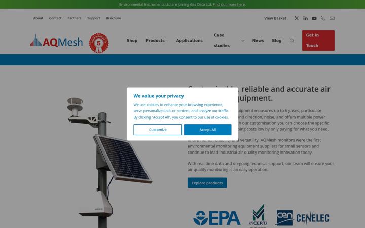 Screenshot of aqmesh.com