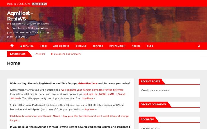 Screenshot ta' aqmhost.net